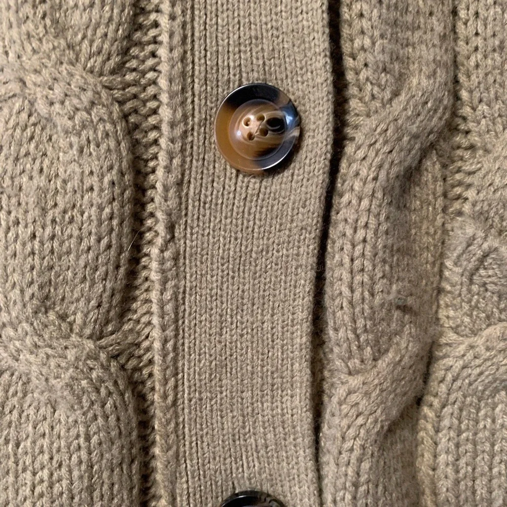 Vintage Cardigan Sweater Medium Green Cable Knit V-Neck Chunky Soft‎ Grandpacore